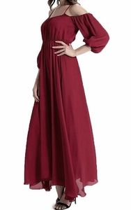 Long Chiffon Cold Shoulder Dress